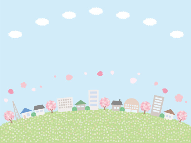 一个简单的春城景观的背景插图。图片下载