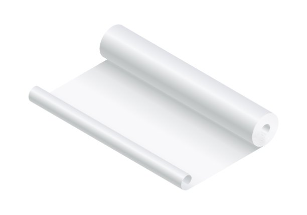 等距矢量插图空白纸卷模拟孤立的白色背景。现实的纸卷或织物卷图标在平面卡通风格。白色纺织或纸卷模型模板。图片下载