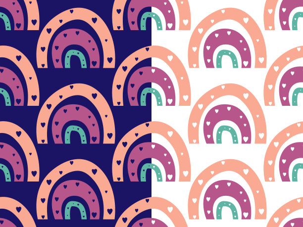 彩虹无缝模式，手绘波诺极简的天空拱门背景，柔和的调色板图片下载