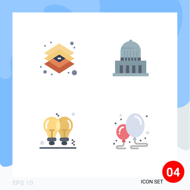 现代设置4个平面图标和符号等图片下载