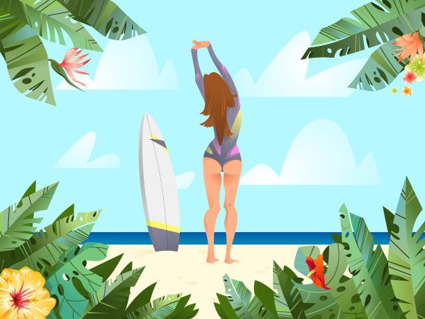 热带夏季假日插图。图片下载