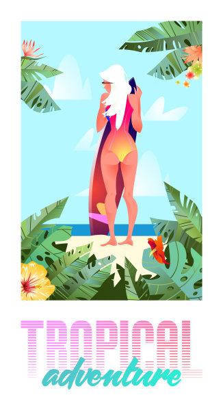 热带冒险性感女孩图片下载