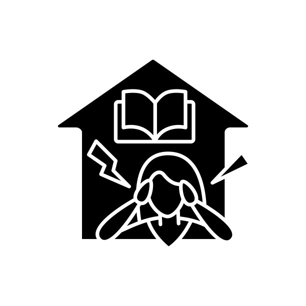 在家上学压力字形图标图片下载