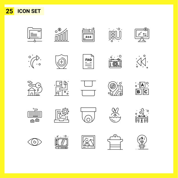 25个创意图标的现代符号和符号图片下载