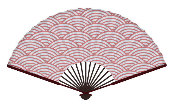 日本古代传统扇子，带有日本海浪图案图片下载