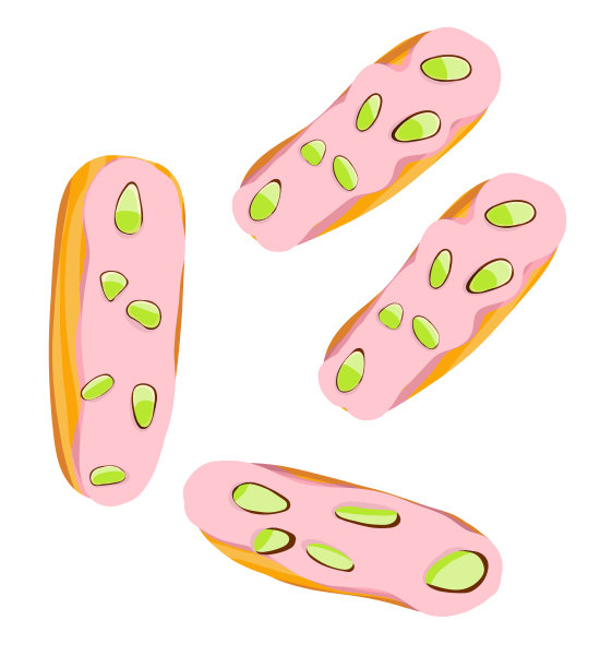 奶油泡芙或蛋奶冻孤立在白色背景上。粉釉加开心果。图片下载