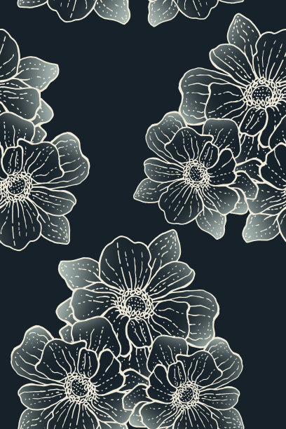 美丽的无缝图案与绘制的花。盛开的背景包装，包装纸，价格标签，印刷品，封面图片下载