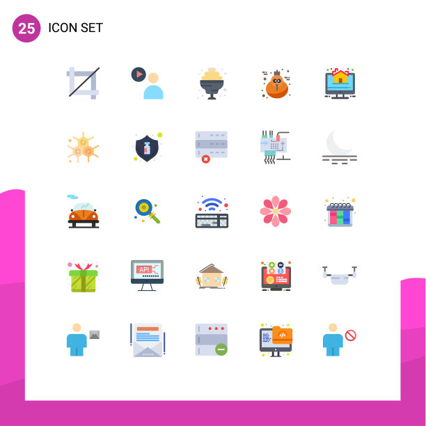 为化学家设置25个平面颜色网格图片下载