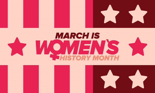 妇女历史月。每年三月庆祝，以纪念妇女对历史的贡献。女性的象征。妇女的权利。世界上的女孩力量。海报,明信片,旗帜。矢量图图片下载