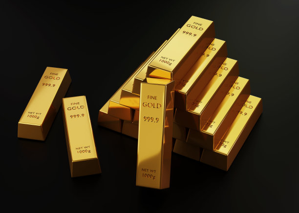3d渲染堆栈的金条1000克在黑色的背景。金融和银行业务概念，背景概念，3D插图。图片下载