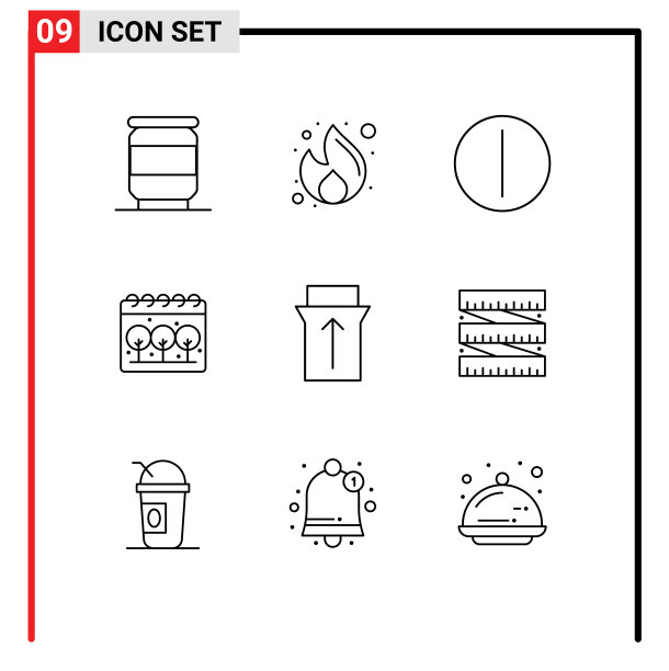 9个创意图标现代符号和饮食符号图片下载