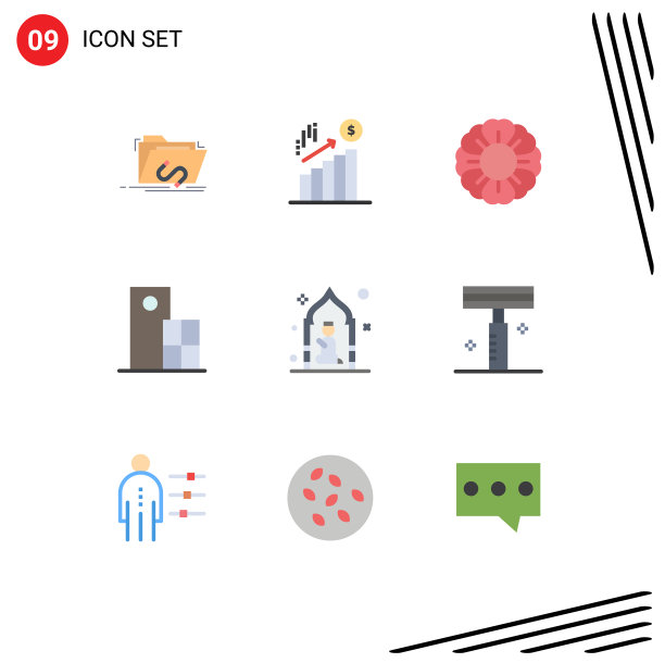 设置9个现代的UI图标符号清真寺图片下载