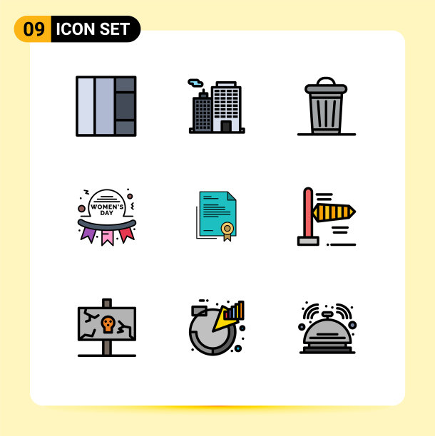 象形图设置9个简单的填充线平色图片下载