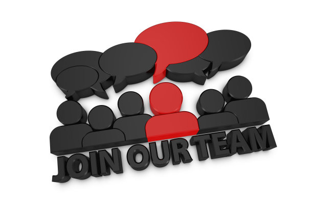 加入我们的团队概念横幅与一组人-黑色和红色3D插图孤立在白色的背景图片下载