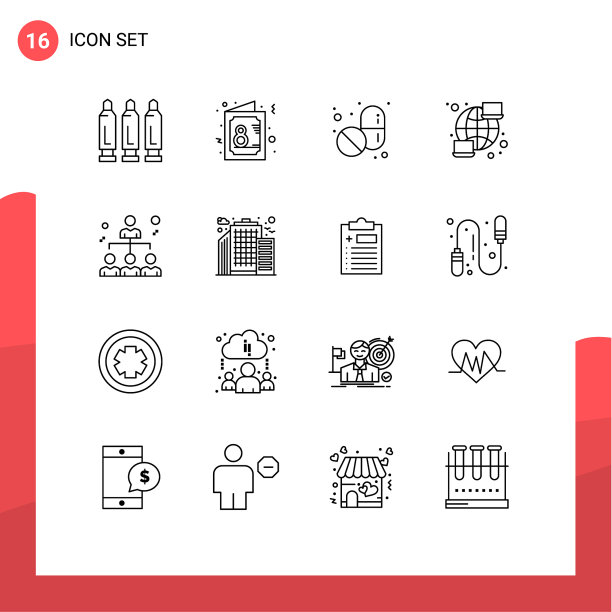 象形图设置16个简单轮廓网图片下载