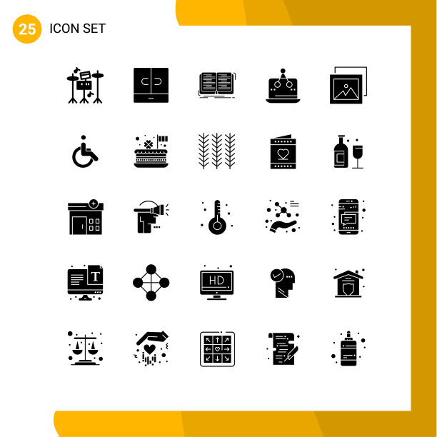 为网络和移动设置的25个通用实体符号图片下载