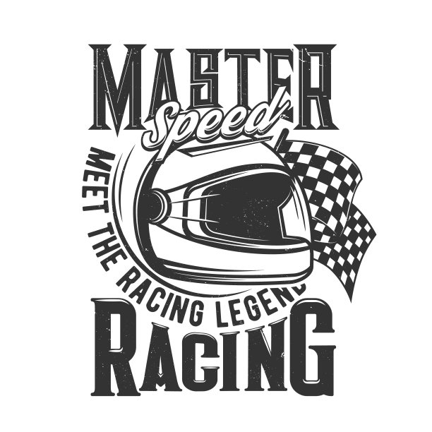 t恤印花赛车头盔，旗帜复古设计图片下载