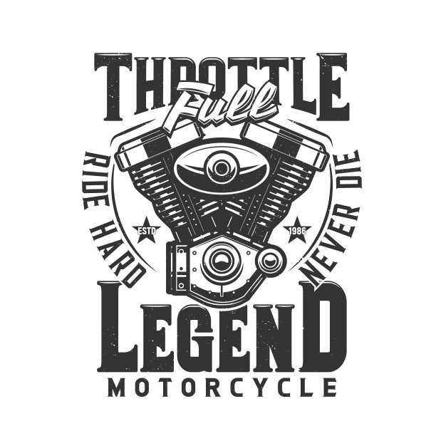 摩托车发动机矢量t恤打印模型图片下载