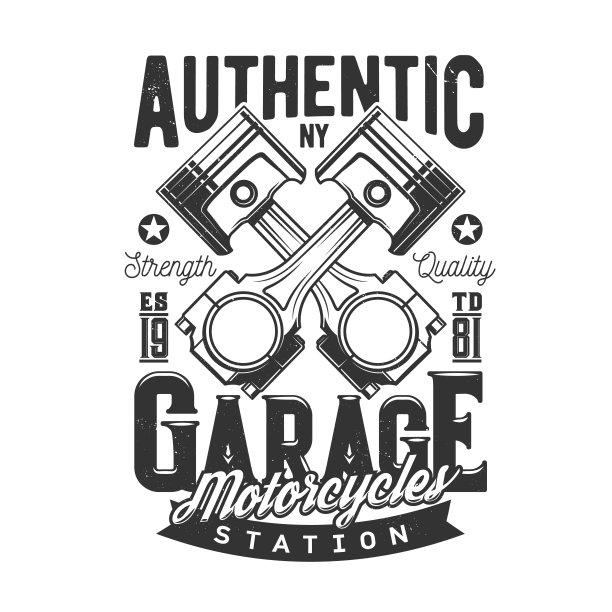 t恤打印与交叉的汽车发动机气门矢量图片下载