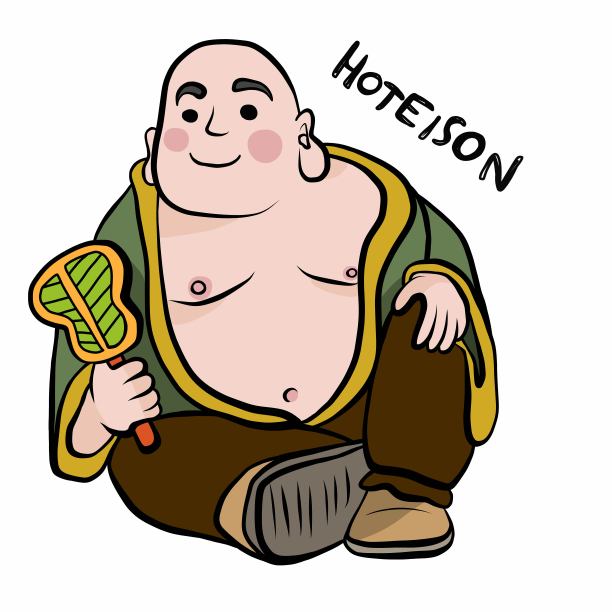 日本神名Hoteison卡通矢量插图图片下载