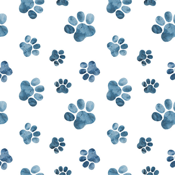 无缝模式与剪影水彩猫爪图片下载