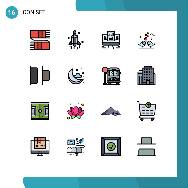 现代集16平色填充线条图片下载