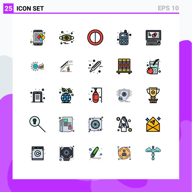 为卷筒纸设置25种通用填充线平面颜色图片下载