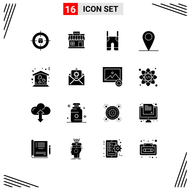 移动界面立体字形设置16个象形文字图片下载