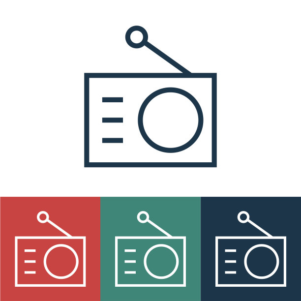 线性矢量图标与无线电图片下载