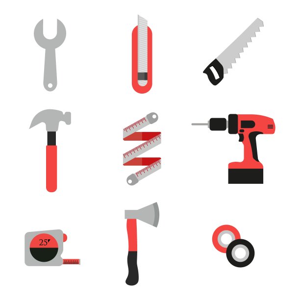 建筑工具向量插图集图片下载