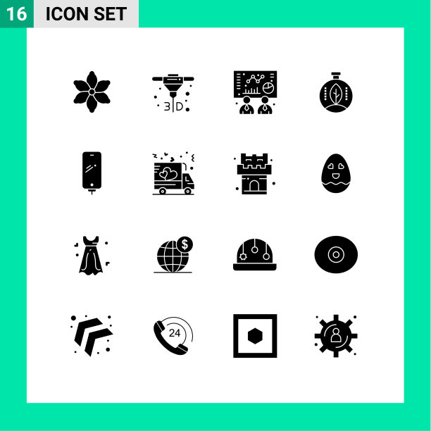 通用图标符号组16个现代立体图片下载