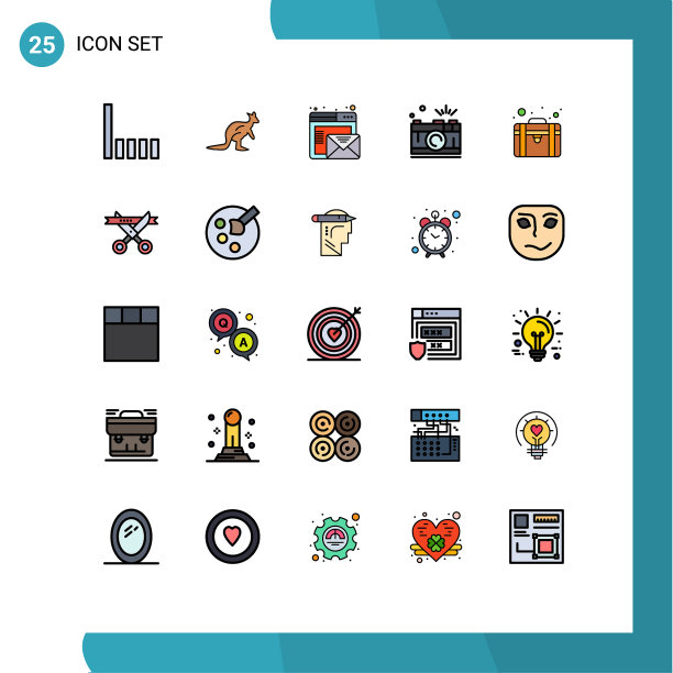 组25现代填充线平面颜色集图片下载