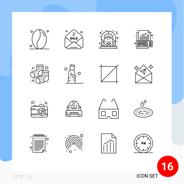 包16个现代轮廓标志和符号图片下载