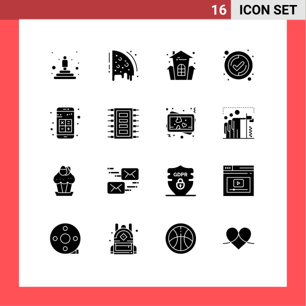 用户界面包16个基本固字形图片下载