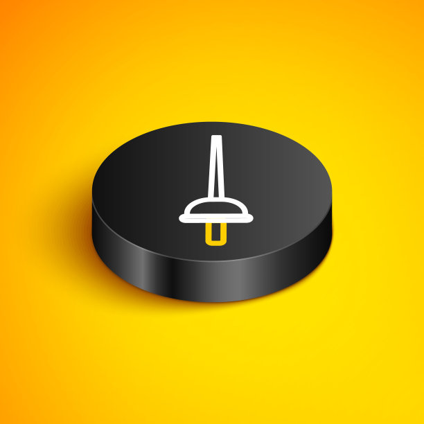 2.5D线条：黄色背景上的击剑图标图片下载