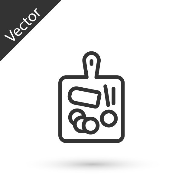 灰色线切割板图标孤立在白色背景。切菜板的象征。向量图片下载