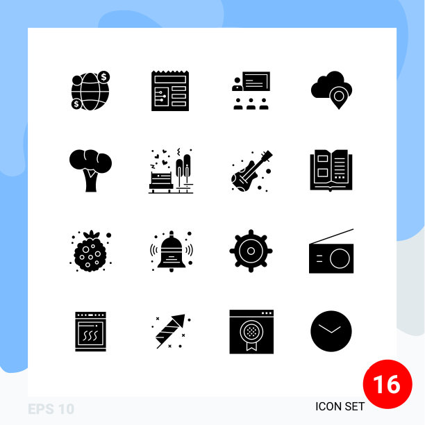 可编辑的线包16个简单的固体字形图片下载