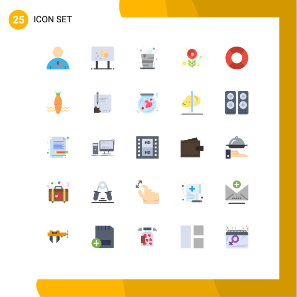 移动界面平色设25个象形图图片下载