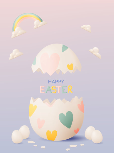 和可爱的兔子复活节快乐图片下载