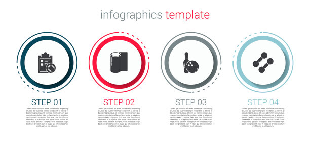 设置检查表，网球，健身球，保龄球瓶和哑铃。业务信息模板。向量图片下载