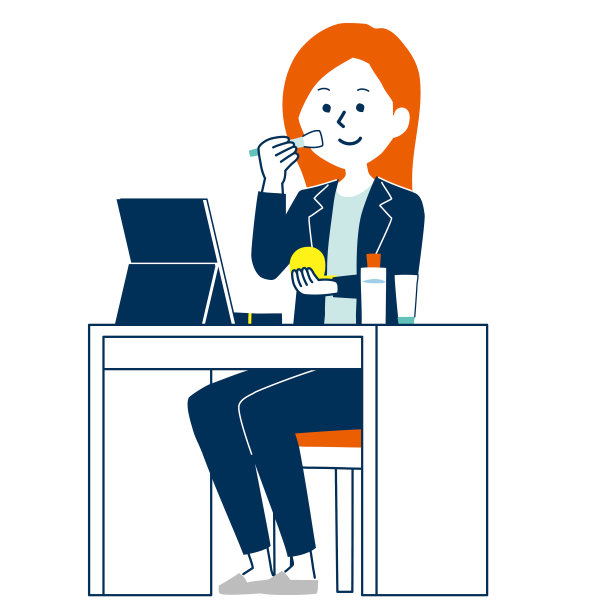 早晨例行公事。插图的女人化妆前去工作。图片下载