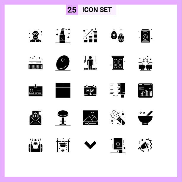 设置25个现代的UI图标符号牛奶图片下载