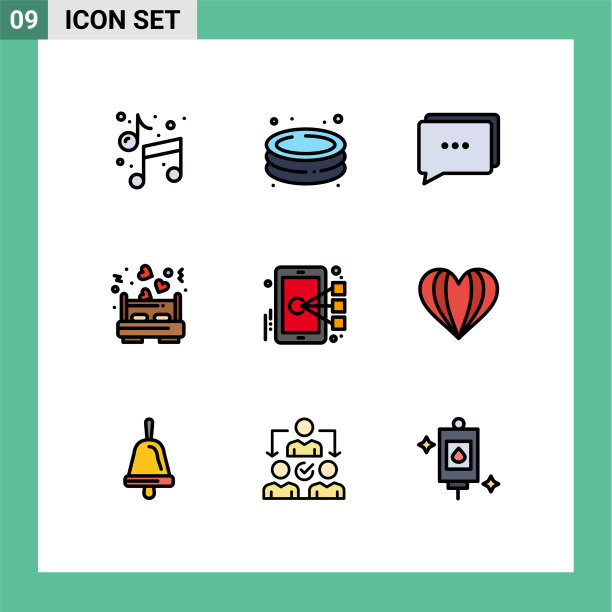 组9现代填充线平面颜色集图片下载