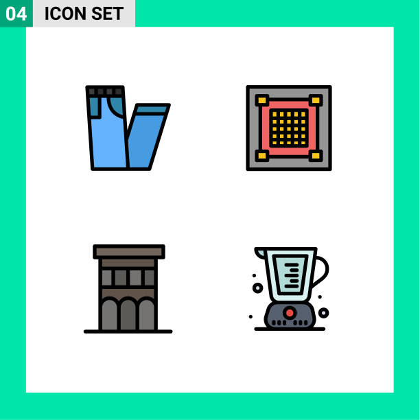 4主题填充线平面颜色和可编辑图片下载