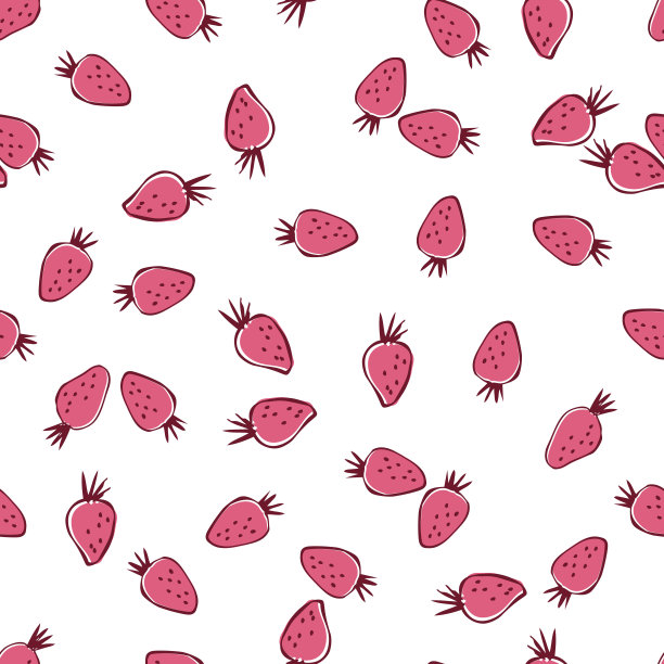 无缝壁纸。纺织图案。“可爱的草莓”图片下载