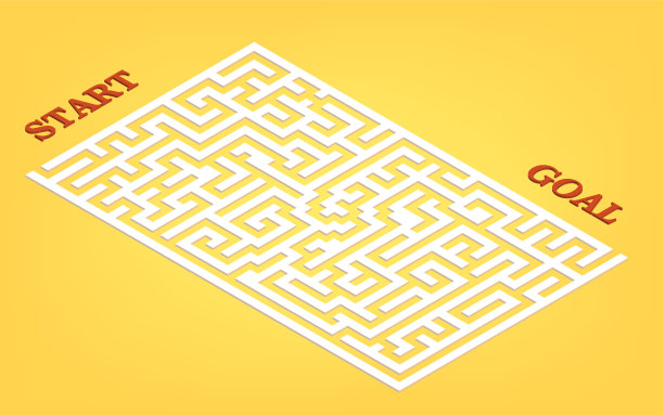 三维迷宫插图，等距图片下载