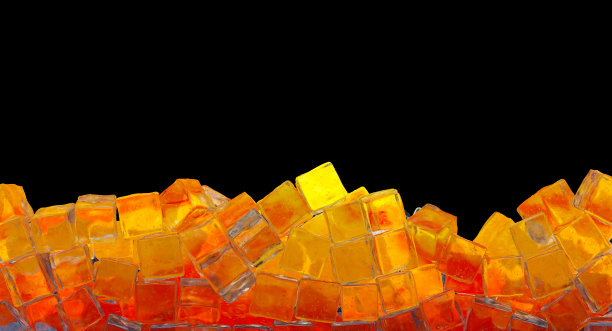 冰块孤立在黑色背景上。三维演示图片下载