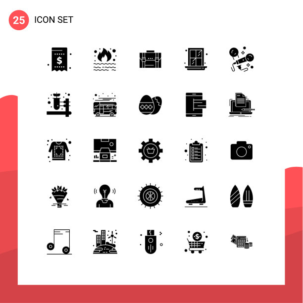 分组25个固体符号符号和符号图片下载