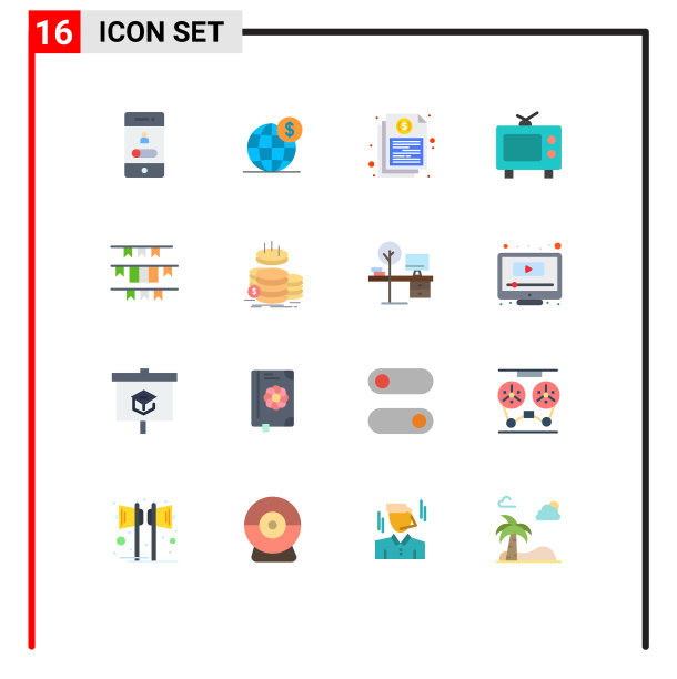 16个通用的单色标志，象征呼唤图片下载
