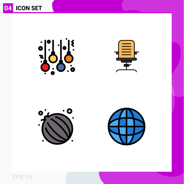 4主题填充线平面颜色和可编辑图片下载